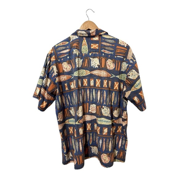 JOE KEALOHA 2XL Fish & Shell Pattern Hawaiian Aloha Shirt Size XXL Cotton SS - Picture 4 of 6